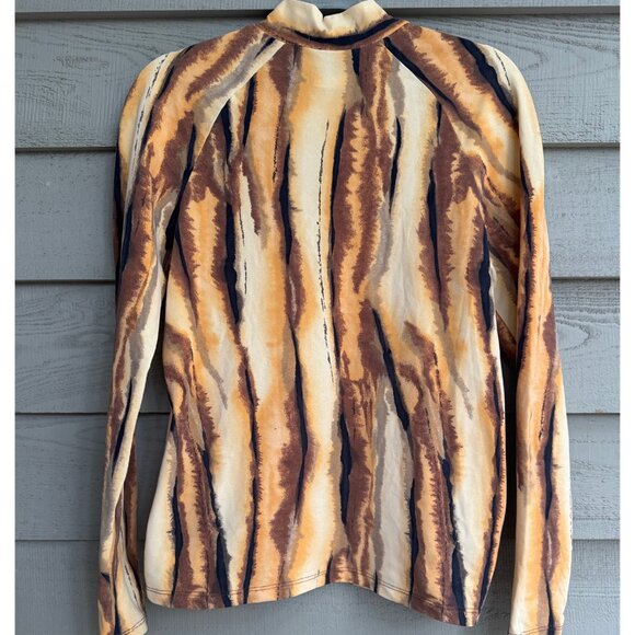 Vintage Speedo Tiger Stripe Mock Neck Top L - Picture 2 of 10